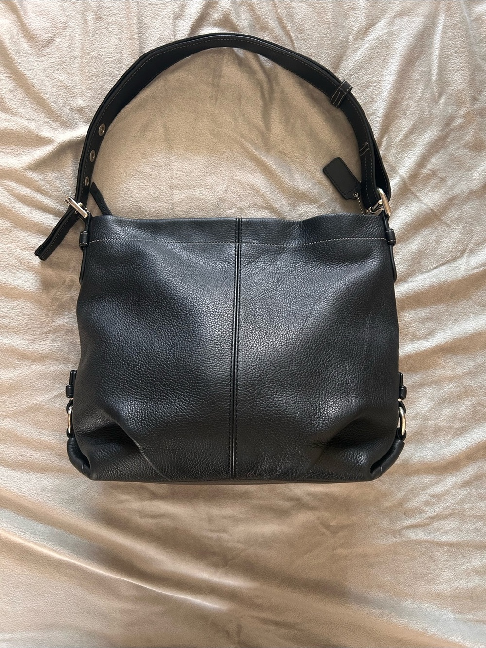 Vintage Coach Black Leather Shoulder Bag